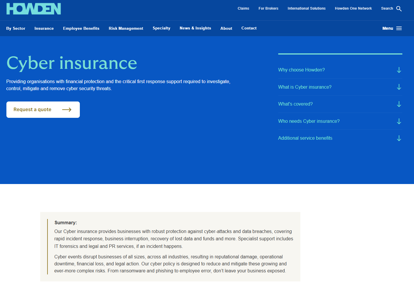 Howden UK Cyber Insurance Summary