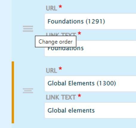 Rearrange the links