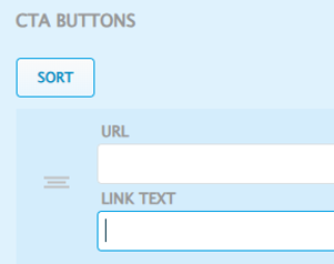 CTA buttons text fields